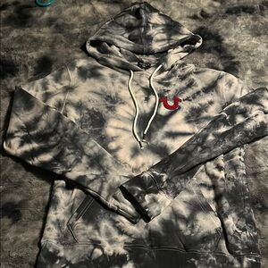 True Religion Black and Gray Tie-Dye Men's Hoodie